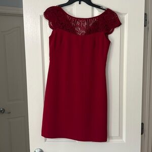 White House Black Market Burgundy Lace Cap Sleeves size 0